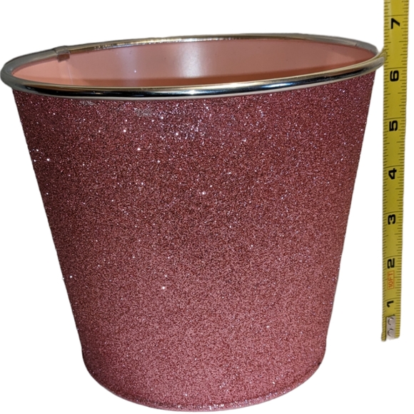 Pink Glitter Covered Metal Pail Planters Set of 3 - Picture 11 of 12